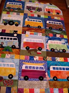 there is a quilt made to look like a bus