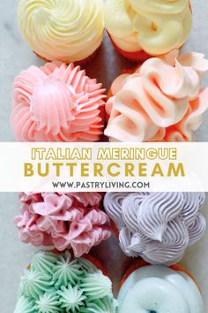 italian meringue buttercream cupcakes with swirly icing