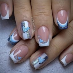 Nails For Pale Skin, Blue Spring Nails, Nails Ideas Simple, Engagement Nails, Spring Nails Ideas, Simple Spring Nails, Nails Yellow