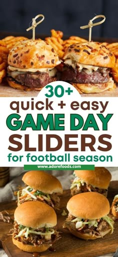 Gameday Recipes Football Season, Football Sunday Recipes, Tailgate Party Foods, Easy Football Food Ideas, Sliders Superbowl, Sliders Pulled Pork, Super Bowl Food Menu, Game Day Sliders, Appetizers Superbowl