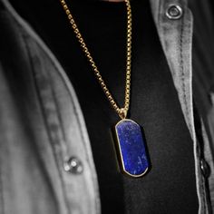 * Natural lapis lazuli
 * Comfortable, skin-friendly box links
 * Adjustable-length chain Wooden Jewelry Stand, Green Stone Pendant, Box Chain Necklace, Jade Necklace, Jade Stone, Men's Necklace, Jewelry Stand, Jade Pendant, Steel Necklace