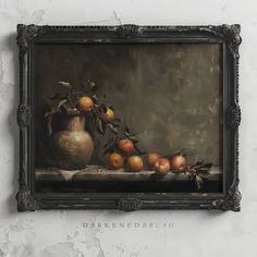 an oil painting of apples on a table