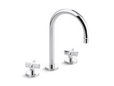 the faucet is shown with two handles and nozzles on each side