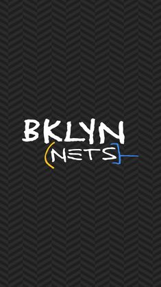 the brooklyn nets logo on a black background with yellow and blue lines in front of it