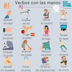 an image of spanish words with pictures on them