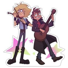 an image of two people with guitars