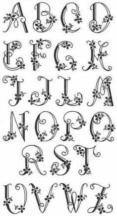 an old english alphabet with floral designs