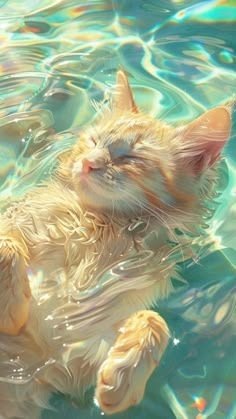 a cat that is swimming in some water