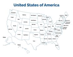 the united states of america map with all its capital cities and major roads in blue