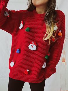 F00216526-105 Christmas Outfit Casual, Santa Cap, Christmas Motifs, Cute Santa Claus, Ugly Christmas Sweater Women, Xmas Outfits, Cute Santa, Chunky Knit Cardigan, Shirt Dress Casual