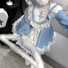 ❤[Angel area👼] Stand Color Cross Angelty Dress Ribondeless❤ Blue Ruffled Dress For Cosplay, Blue Fairy Kei Dress With Ruffles, Blue Harajuku Dress With Ruffles, Harajuku Style Blue Dress With Ruffles, Blue Harajuku Style Dresses, Op Dress, Girls Tea Party, Party Mini Dress, Ribbon Dress