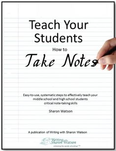 a hand writing on a piece of paper with the words teach your students how to take notes