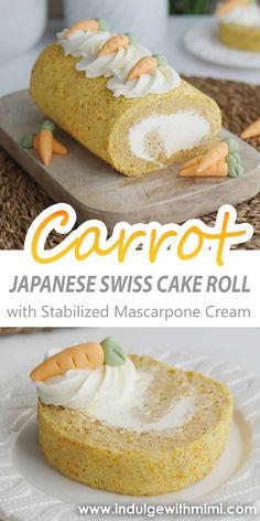 carrot japanese swiss cake roll with stabilized mascarpone cream