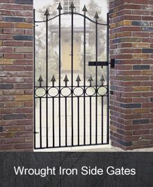 an iron gate with the words, through iron side gates on it's sides