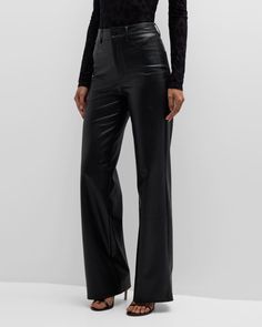 Get free shipping on PAIGE Sasha Straight Faux-Leather Pants at Neiman Marcus. Shop the latest luxury fashions from top designers. Leather Pants Style, Wardrobe Consultant, Lipstick Bag, Chain Strap Bag, Oversized Tote Bag, Floral Shoes, Mens Scarves, Scarf Men, Faux Leather Pants