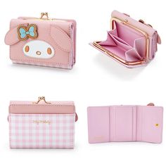 four different styles of wallets with hello kitty on them