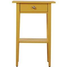 a small yellow table with one drawer