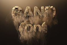 an image of some type of text made out of rocks and sand with dust coming from it