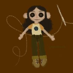 a digital drawing of a monkey wearing green pants and a yellow t - shirt with the word love written on it