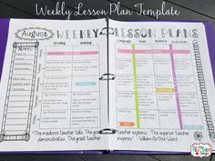 the weekly lesson plan is open to show it's contents and features an activity list