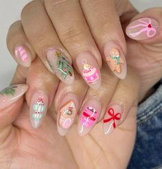 Girly Christmas Nails, Noel Nails, Christmas Nail Set, Hello Nails, Christmas Nails Easy, Summery Nails, Girly Acrylic Nails, Cute Gel Nails, Festival Nails