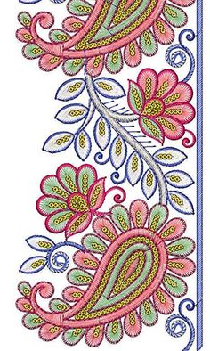 a cross stitch pattern with pink and green flowers on white background, in the shape of a rectangle