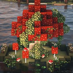 Minecraft Lily Pad Build, Minecraft Lily Pad, Minecraft Giant Mushroom, Giant Lily Pads, Minecraft Mushroom, Nether Portal, Aesthetic Mushroom, Flower Forest, Minecraft Aesthetic