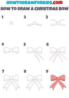 how to draw a christmas bow for kids with step by step instructions on how to draw