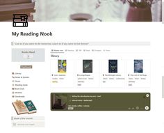 an image of a website page for reading nook