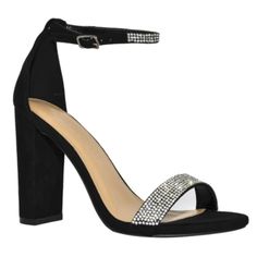 Morris-99 Rhinestone Ankle Strap Block Heel Sandals Very Similar To Steve Madden Carrson, At A Better Price! An Ankle Strap Design, Embellished Strap Detail Which Adds Sparkle To Any Outfit, Almond Toe And Has A Thick Block Heel Details: 4" Heel Ankle Strap Closure Lightly Padded Insole Made With Synthetic Materials Faux Suede Man-Made Sole Black Heels With Rhinestones, Bling Ankle Strap Sandals For Evening, Evening Sandals With Bling And Ankle Strap, Evening Sandals With Ankle Strap And Bling, Black Sparkling High Heel Sandals, Bling Round Toe Sandals For Evening, Black Sparkling Open Toe Sandals, Black Rhinestone Sandals For Prom, Sparkling Black Sandals For Night Out