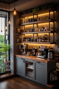 coffee bar ideas coffee aesthetic morning coffee aesthetic iced coffee aesthetic coffeebar Home Bar Corner, Pinterest Kitchen, Bar Renovation, Game Room Ideas, Home Bar Ideas, Coin Café, Kitchen Studio, Coffee Room, Dining Room Remodel