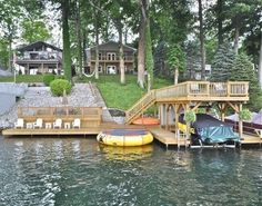 there is a boat dock on the water