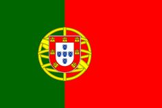 the flag of portugal is shown in red, white and blue with an emblem on it