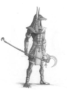 a pencil drawing of an egyptian warrior