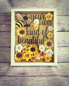 a card with sunflowers and a bee on it