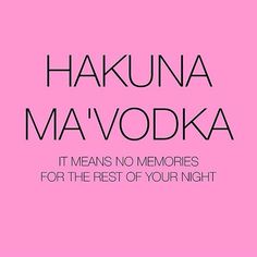 the words hakuna ma'vodka mean no memories for the rest of your night