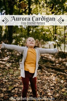 Aurora Cardigan for Girls - Free Crochet Cardigan Pattern Free Crochet Cardigan, Modern Crochet Blanket, Kids Crochet Pattern, Patterns Dress, Origami Fashion, Kids Cardigans, Crochet Kids