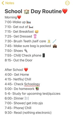 This is my schedule for my school day. I wake up at 7 and go to sleep at 8. Glow Up Schedule School, Study Timetable For School Days, 7 To 8 Morning Routine, Week Day Schedule, School Wake Up Routine, Wake Up At 7 Am Routine, Back To School Schedule For Teens, Times To Wake Up For School