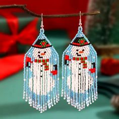 Nwot Beautiful Handmade Vintage Snowman Bead Tassel Silver Hooks Christmas Earrings. These Seed Bead Earrings Are A Nice Gift For Your Mother, Sister, Wife, Girlfriend, Colleagues, Classmates, Or Other Friends. Fine Craftsmanship: These Tassel Beaded Earrings Are Well Crafted With Thousands Of Quality Seed Beads, These Colorful Earrings Will Not Lose Luster As Time Goes By, So You Can Fully Enjoy Them With Confidence. Easy To Match: These Statement Earrings Are Designed In The Popular Boho Tasse Christmas Earrings Diy, Holiday Jewelry Diy, Xmas Beads, Christmas Beading, Snowman Earrings, General Cleaning, Vintage Snowman, Native American Beaded Earrings