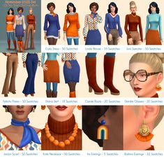 several different types of women's clothing and accessories for the simssixe