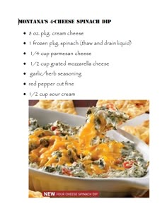 a recipe for spinach dip with cheese on top