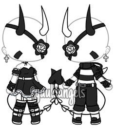 an image of two cartoon characters with horns on their heads and one wearing black clothes