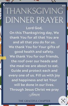 a thanksgiving dinner prayer with leaves and flowers