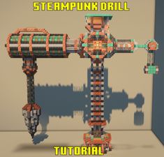 Minecraft Steampunk Drill Machine Tutorial Minecraft Dwarven, Minecraft Steampunk, Steampunk Inspiration, Minecraft World, Bangunan Minecraft, Drill Machine, Minecraft Architecture, Minecraft Tutorial, Minecraft Builds