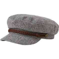 Brixton - Fiddler Hat - Heather Grey/Cream Cotton Hat With Curved Brim For Fall, Gray Brimmed Cotton Hat, Curved Brim Cotton Hat For Fall, Chic Cotton Hat With Curved Brim, Casual Adjustable Boater Hat For Fall, Fall Cotton Hat With Curved Brim, Adjustable Winter Flat Cap, Chic Adjustable Cotton Hat, Chic One Size Fits Most Cap