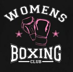 the women's boxing club logo is shown on a black shirt with pink lettering