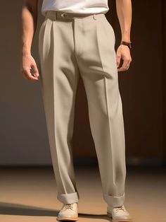 Pants Design For Men, Formal Trousers For Men, Mens Pleated Pants, Formal Pant For Men, Pants For Men Casual, Going Out Fashion, Pleated Dress Pants, Men's Dress Pants, White Dress Pants