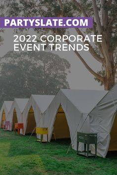 tents with the words partyslate com on it and an image of trees in the background