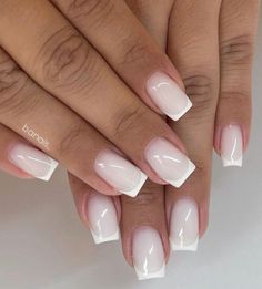 Milk White French Tip Nails, All White French Tip Nails, Milky French Tip, White Nails With French, Basic Nails Ideas, White On White French, Basic Nail Ideas, Elegant Nail Ideas, Everyday Nails