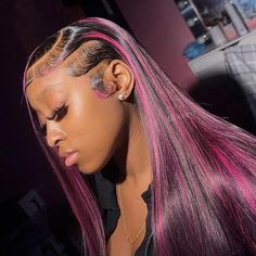 Skunk Stripe Wig, Straight Lace Front Wig, Frontal Wig Hairstyles, Dyed Hair Inspiration, Glueless Wigs, Protective Hairstyles Braids, Pretty Braided Hairstyles, Pretty Hair Color, Dope Hairstyles